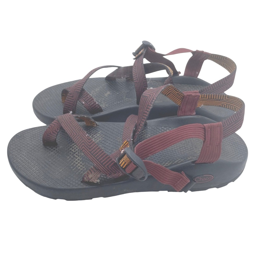 Chaco Z2 Classic Mens Sandals Burgundy Geometric Double Strap Toe Loop Size 13
